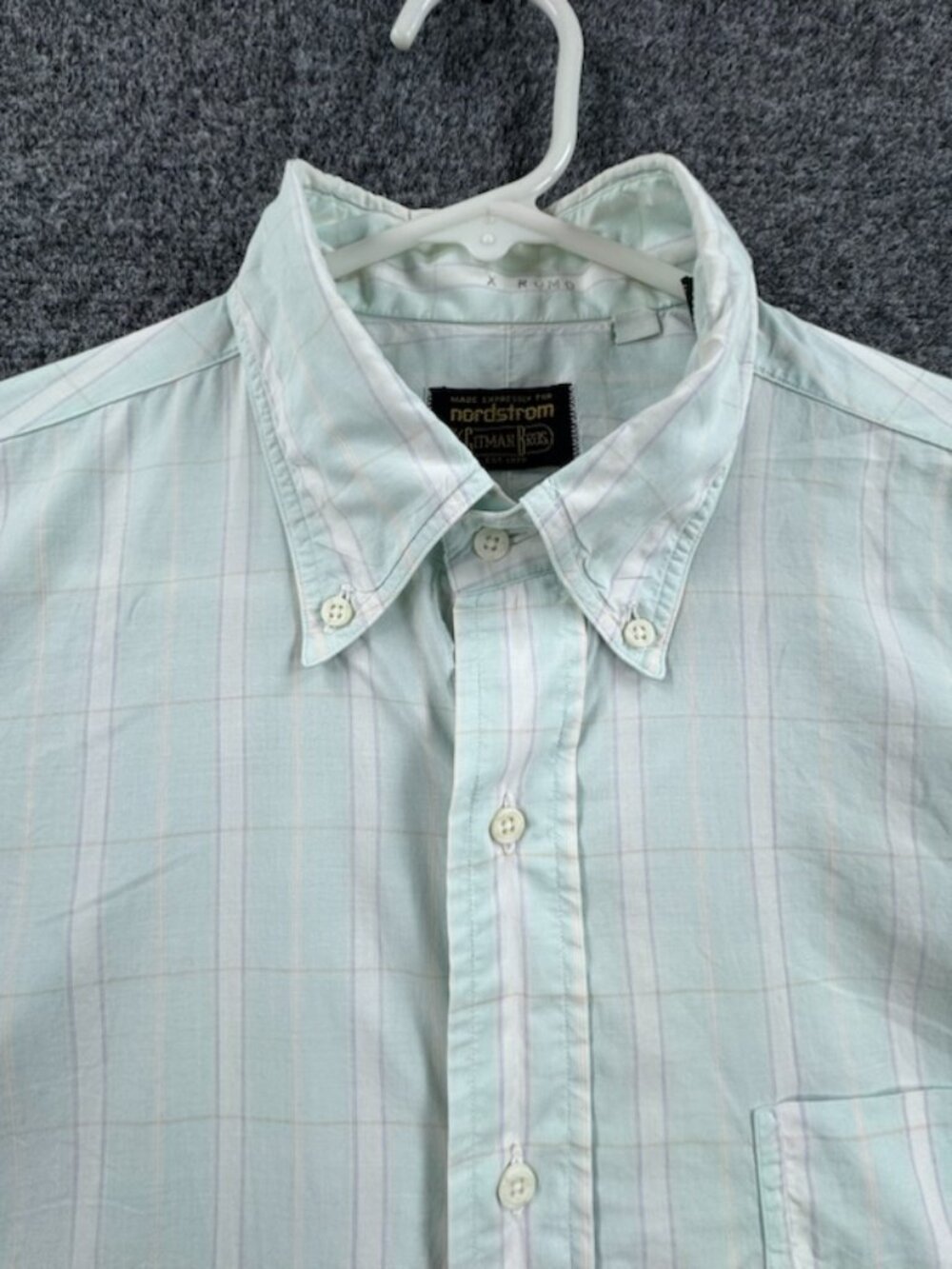 Gitman Bros For Nordstrom Cotton Blue 16 34 Button-Down Check USA Long Sleeve